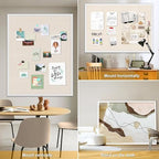 Miratino Large Bulletin Board 48x36 inch with Linen Cork Boards Wall Decor Hanging Pin Wood Framed Display Bulletin Cork Photo Picture Board Light for Room School Office 30-Pushpin White - Image 7