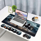 4 in 1 Ergonomic Memory Foam Mouse Pad Wrist Rest Set, Large XXL Gaming Desk Pad + Keyboard Wrist Rest + Mouse Wrist Cushion + Coaster for Home Office Study Gaming, Running Horses - Image 7