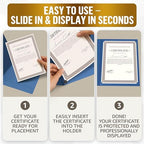 50 Pack Double Sided Certificate Holders 8.5x11 Blue - Heavyweight 300gsm Cardstock Diploma Holder - Dual Certificate Folder Letter Size Award Certificate for Graduation with Silver Foil Diploma Cover - Image 4