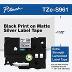 Brother Genuine P-Touch TZE-S961 Tape1-1/2" (1.4") Wide Extra-Strength Adhesive Laminated Tape,Black on Matte Silver Laminated for Indoor or Outdoor,Water-Resistant, 1.4" x 26.2' (36mm x 8M),TZES961 - Image 2