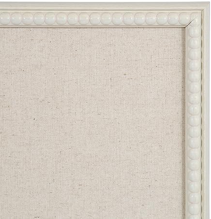 Kate and Laurel Makenna Rectangle Framed Linen Fabric Pinboard; 24 x 36; Soft White; Traditional Beaded Bulletin Board for Vintage Home Wall Organization or Aspirational Vision Board - Image 6