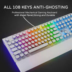 RK ROYAL KLUDGE S108 Typewriter Gaming Keyboard, Retro RGB Mechanical Keyboard, Full Size Wired Keyboards with Number Pad and Detachable Wrist Rest, Round Keycaps, Clicky Blue Switches White - Image 7