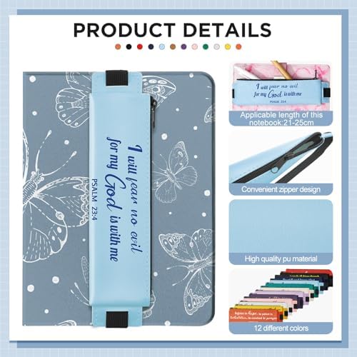 12 Pcs Elastic Pen Holder for Notebook, PU Leather, Christian - Image 3