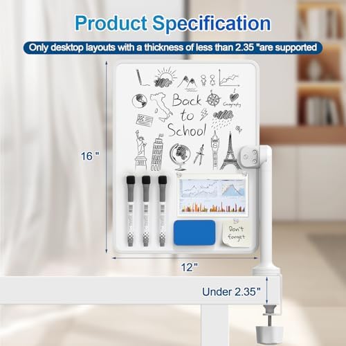 2-Pack 16x12 Clamp-On Whiteboards, Double Sided Magnetic Dry Erase Boards - Image 4