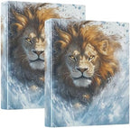 Lion Blue Decorative 3 Ring Binder 1.5 Inch Large View Binders with Pockets Holds 200 Sheets File Organizer for Office College School, 2 Pack by Vozoza
