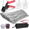 300PCS Metal Zip Ties Gun Kit, 12 Inch Heavy Duty Metal Zip Ties, Multi-Purpose Self-Locking Cable Tie Tool Set for Vehicles Farms Plants Fences Pipe Bundling, Scissors by UZLUbuywithconfidence