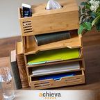 Achieva Bamboo Stackable Side Load Letter Tray, 2pk (71004) - Image 5