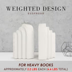 Book Ends for Heavy Books, Resin Decorative bookends, Heavy Duty Book end for Shelves, Book Stopper for Shelves, Modern Home Decor Aesthetic Book Ends, Layered Arch Design Set of 2(Cream White) - Image 4