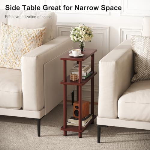 Apicizon Small Narrow Side Table, 3-Tier Skinny End Table, Dark Brown - Image 6