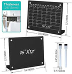 2PCS Black Acrylic Calendar Dry Erase Board with Stand for Desk, 16x12 Large Desktop Monthly Whiteboard Magnetic Fridge Memo Board, Daily Planner Chalkboard Easel for Office, School - Image 3