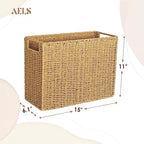 AELS Woven Natural Fibre Magazine Holder, Magazine Rack Floor, Hand-woven Magazine Organizer, Natural Paper Rope Magazine Basket with Handles, Boho Modern Farmhouse Book Basket, Newspaper Holder - Image 2