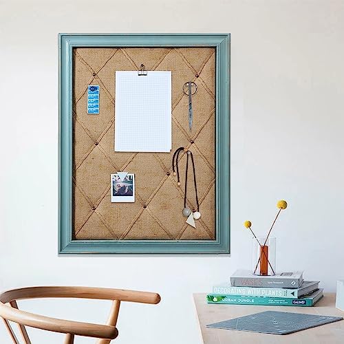 SOFE 21x27 Blue Framed Fabric Bulletin Board with Ribbon, Large Note Board - Image 5