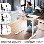 SHW 40 x 22 Inches Electric Height Adjustable Sit to Stand Desk, Maple - Image 5