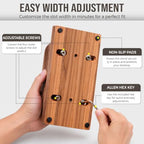 SIEUSALEVN Vertical Laptop Stand, Dual Slot Wooden Laptop Holder for Desk, Width Adjustable Dock for MacBook Pro, Laptops & Tablets, 100% Natural Wood Desktop Organizer. - Image 6