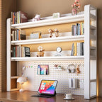Desk Shelf-Includes a Pegboard and 31-Piece Storage Set, Desk Shelf Organizer for Top of Desk, Desk Hutch for Office & Home Office&Dorm (4-Tier White Frame + White Board 29.5×9.8×48.5") by Unknown