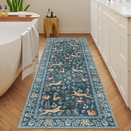 DUKINO 2x10 Kitchen Runner Rug, Soft Non Slip Animal Washable Rug, Blue - Image 5