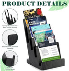 2 Pack 4 Tier Wood Brochure Holder Stand 6 x 9 inch Black Literature Holder Flyer holder for 5.5 x 8.5 inch 5 x 7 inch Booklets Pamphlets Menus Magazines Multi Purpose Organizer - Image 3