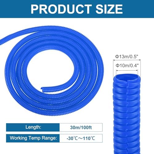 MECCANIXITY 3/8" 100ft Split Wire Loom Tubing w/Installation Tool Blue - Image 2