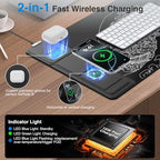 Wireless Charging Mouse Pad with Phone Holder, 31.5"x15.8" in, Black Wave - Image 2