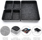 Welaxy 7pc Shallow Felt Desk Drawer Organizers Trays Charcoal Storage Bins - Image 3