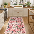 DUKINO 3x5 Area Rugs, Non Slip Floral Washable Rug for Bedroom, Pink - Image 5