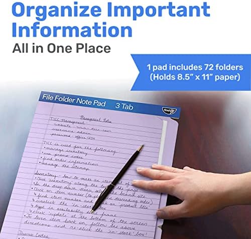 Find It File Folder Notepad, 72-Ct 3rd-Cut Tab Organizer Folders, Lavender - Image 2