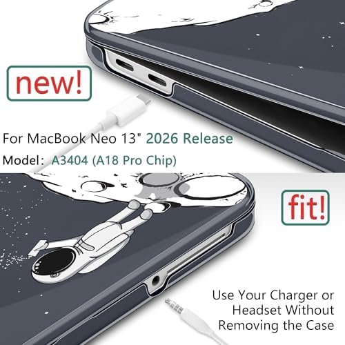 DONGKE Compatible with MacBook Neo 13 Inch Case 2026 A3404 A18 Pro chip & Touch ID, Plastic Hard Shell with Keyboard Cover, Screen Protector & Dust Plugs, Astronaut - Image 3