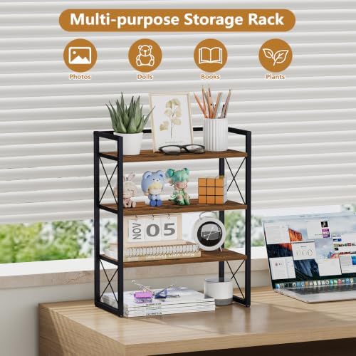 YINMIT Desk Shelf Organizer for Top of Desk with 3-Tier Open Shelves - Image 4