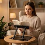 Acrylic Adjustable Book Stand, Reading Stand with Lift Design, High-Density Alloy Desktop Document Holder for Document Recipe, Cookbook, Music Book (Black) - Image 4