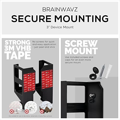 BRAINWAVZ Laptop Wall Mount and Headphone Hanger Holder, Adhesive & Screw-in, 3" Wide for Modem, Router, Mesh, TV Cable Box, Network Switch & More, Black - Image 3