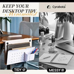 Under Desk Laptop Holder, No Drill Table Side Storage Organizer, White Clamp On Desktop Shelf Steel Table Hanging Mount File Tray, Desk Accessories & Workspace Organizers (White) - Image 6