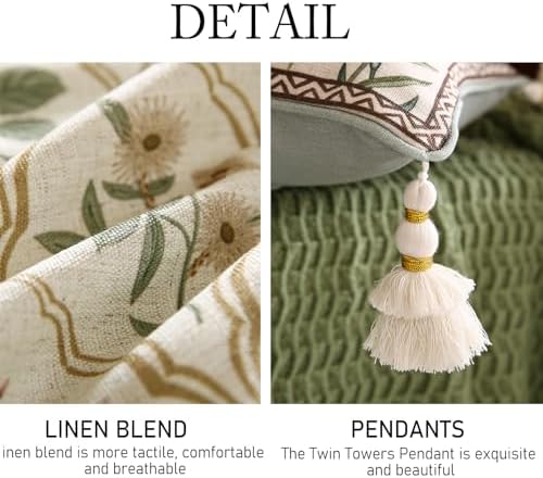 ISAENNE Designer Linen Throw Pillow Cover,Set of 2,20"x12"-Serenity D - Image 4