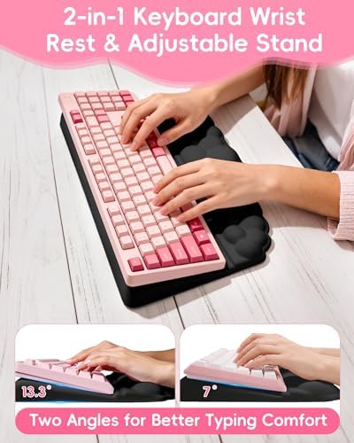Ergonomic Cloud Wrist Rest Set for Keyboard and Mouse, Black - Image 3