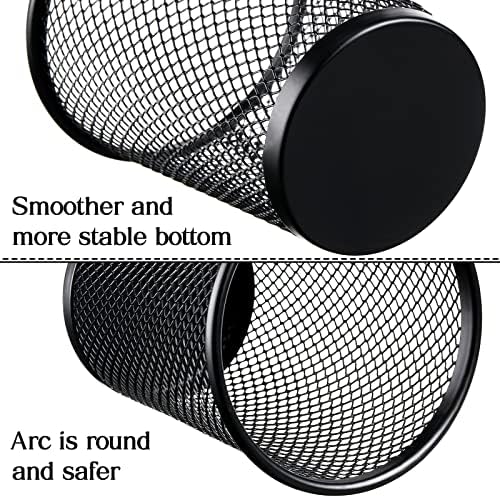 Leelosp 24 Pcs Pen Holder Mesh Pen Cup Bulk Metal Pencil Cup Holder for Desk Black Organizer Round Office Classroom for Back to School Students Kids Adult - Image 3