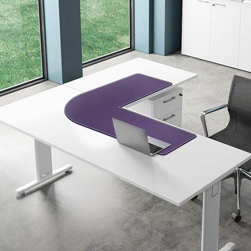 Mydours L-Shape Desk Pad, (38"+38") x13 Large PU Leather Corner Mat, Purple - Image 3