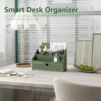 Rebee Vision Wooden Countertop Mail Organizer for Desk with 4-Slot, Green - Image 3