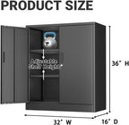 CJF Metal Storage Cabinet, 36" H Locking Storage Cabinet with Shelves and Doors, Metal Cabinets for Home Office, Garage, Utility Room and Basement (Black) - Image 3