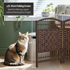Red Lantern 2 ft. Short Fiber Weave Folding Screen - Dark Mocha - 6 Panels - Image 4