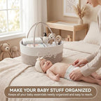Baby Diaper Caddy Organizer with Removable Compartments, 18"L x 13"W x 9"H Super Large, 100% Handmade Woven Cotton Rope, Portable Nursery Storage Basket for Car and Changing Table, Shower Newborn Gift - Image 3