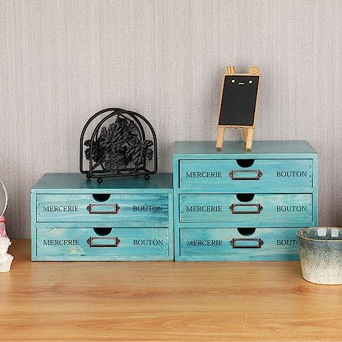 Small Wooden Drawers Wooden Box with Drawer Blue - Image 6