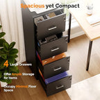 VINGLI 4 Drawer File Cabinet with Lock, Home Office Filing Organizer, for Letter Size File Folder Storage, Wood Tall Vertical Filing Cabinet, Printer Stand, Archivador (Black) - Image 4