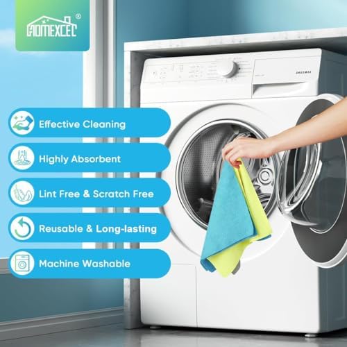 HOMEXCEL Microfiber Cleaning Cloth 200 PK, Towels for Cars, Shop Rags - Image 5