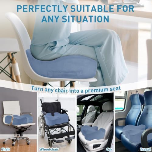 BlissTrends Extra Thick Seat Cushion for Office Chair & Car Seat, LightBlue - Image 5