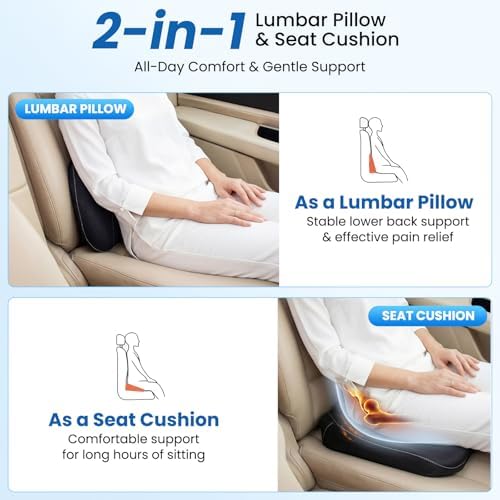 Car Lumbar Support Pillow for Driving, 2-in-1 Seat Cushion - Image 2