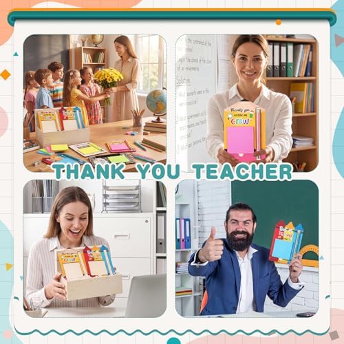 Eaasty 12 Sets 36 Pcs Back to School Teacher Gifts Bulk Cute Composition Sticky Note Holder with Notepads and Ballpoint Pens First Day of School Teacher Appreciation Gifts for Coworker Staff Employee - Image 6