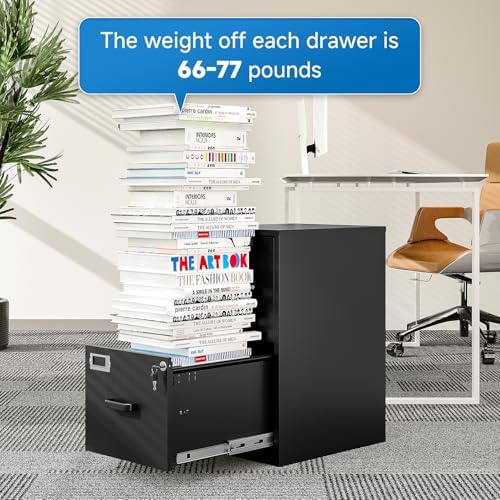 BYNSOE 2 Drawer File Cabinet with Lock Vertical Filing Storage Cabinet Office Home Steel Vertical File Cabinets for Letter Size File Cabinet Locked,Assembly Required - Image 6