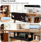 Under Desk Cable Management Tray No Drill, 17" Cable Organizer with Clamp - Image 5