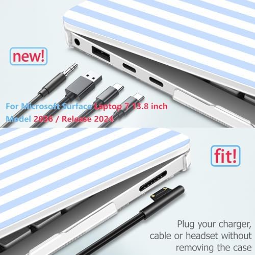 Case for Surface Laptop 8 2026/7 2024 13.8", Blue & White Stripes - Image 3