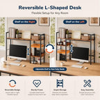 Desk Shelf, 38.6" Desk Hutch for Computer Monitor, Rustic Brown - Image 3