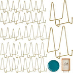 Hoteam 20 Pack Plate Stands for Display, Metal Photo Frame, Brass Gold by Hoteam